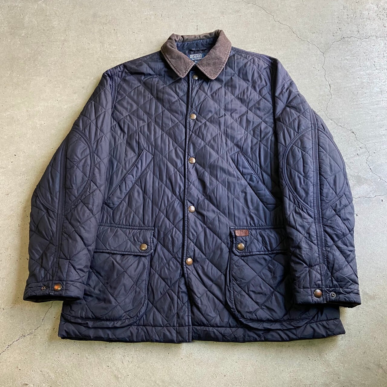 Polo By Ralph Lauren ポロバイラルフローレン キルティングジャケット コーデュロイ襟 メンズm 古着 ネイビー 紺 ブルゾン ジャケット Cave 古着屋 公式 古着通販サイト