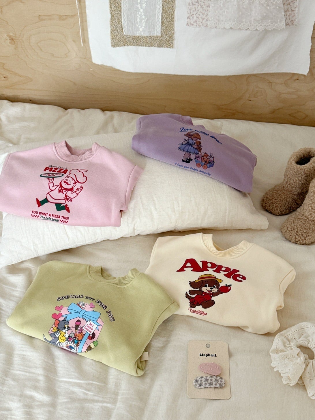 ベビー裏起毛イラストトレーナー