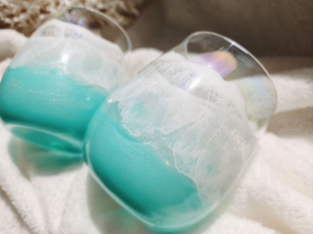 389.オーシャンレジンアート ペアグラス