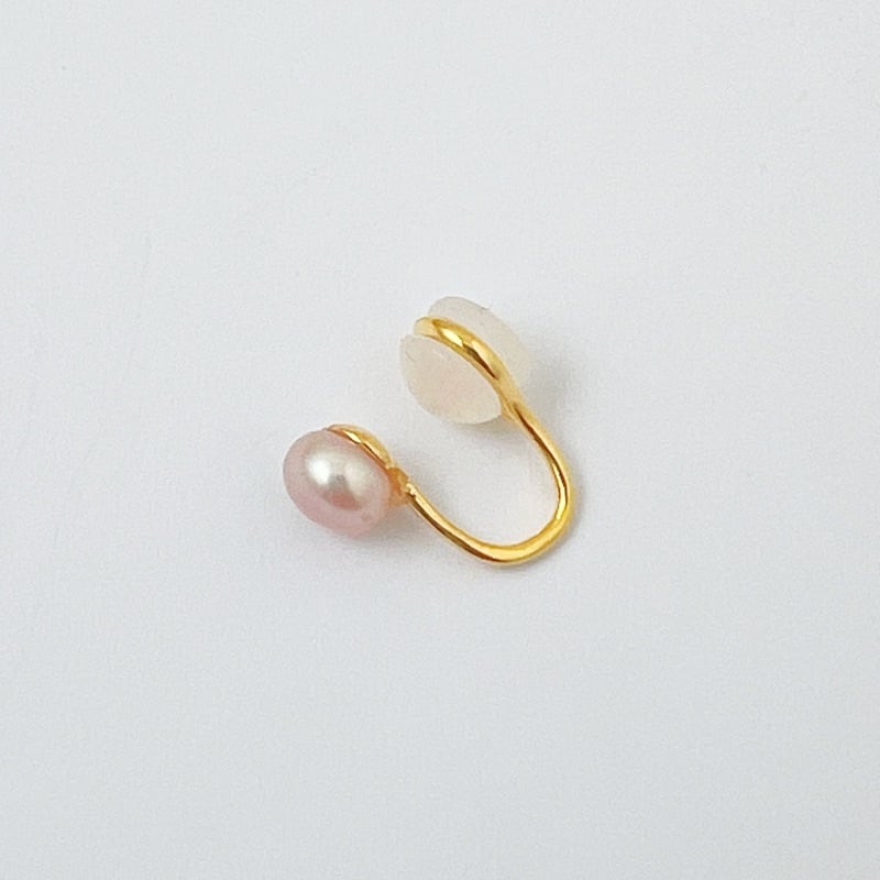 Gold Coatingイヤーカフ ピンクパール イヤーカフ 0.5〜0.6cm