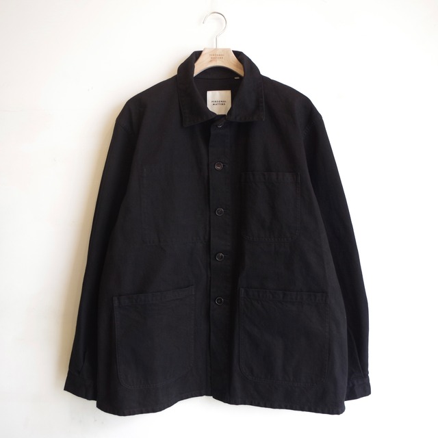 PERSONAL MATTERS  PROJECT N°06 ORGANIC COTTON DRILL CHORE JACKET  BLACK *Garment dyed