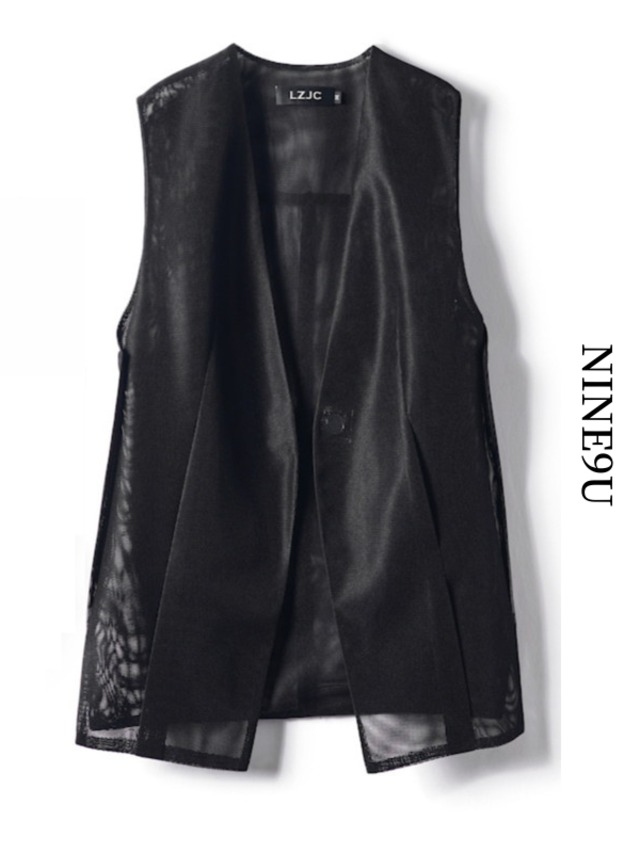 mesh v-neck vest【NINE9543】