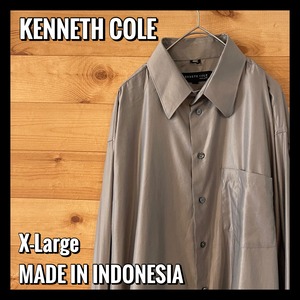 【KENNETH COLE】ポリシャツ 長袖シャツ 光沢 アメリカ古着