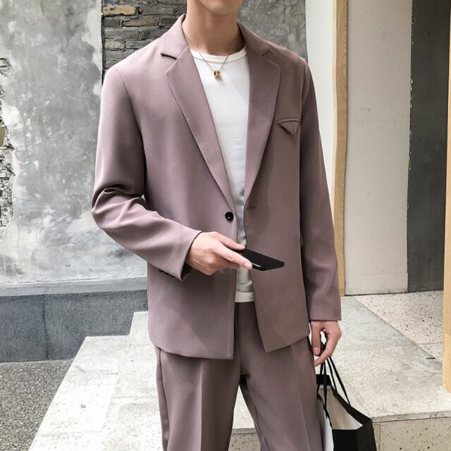 メンズスーツ パープル セットアップ ヴィンテージ パープル ダブル