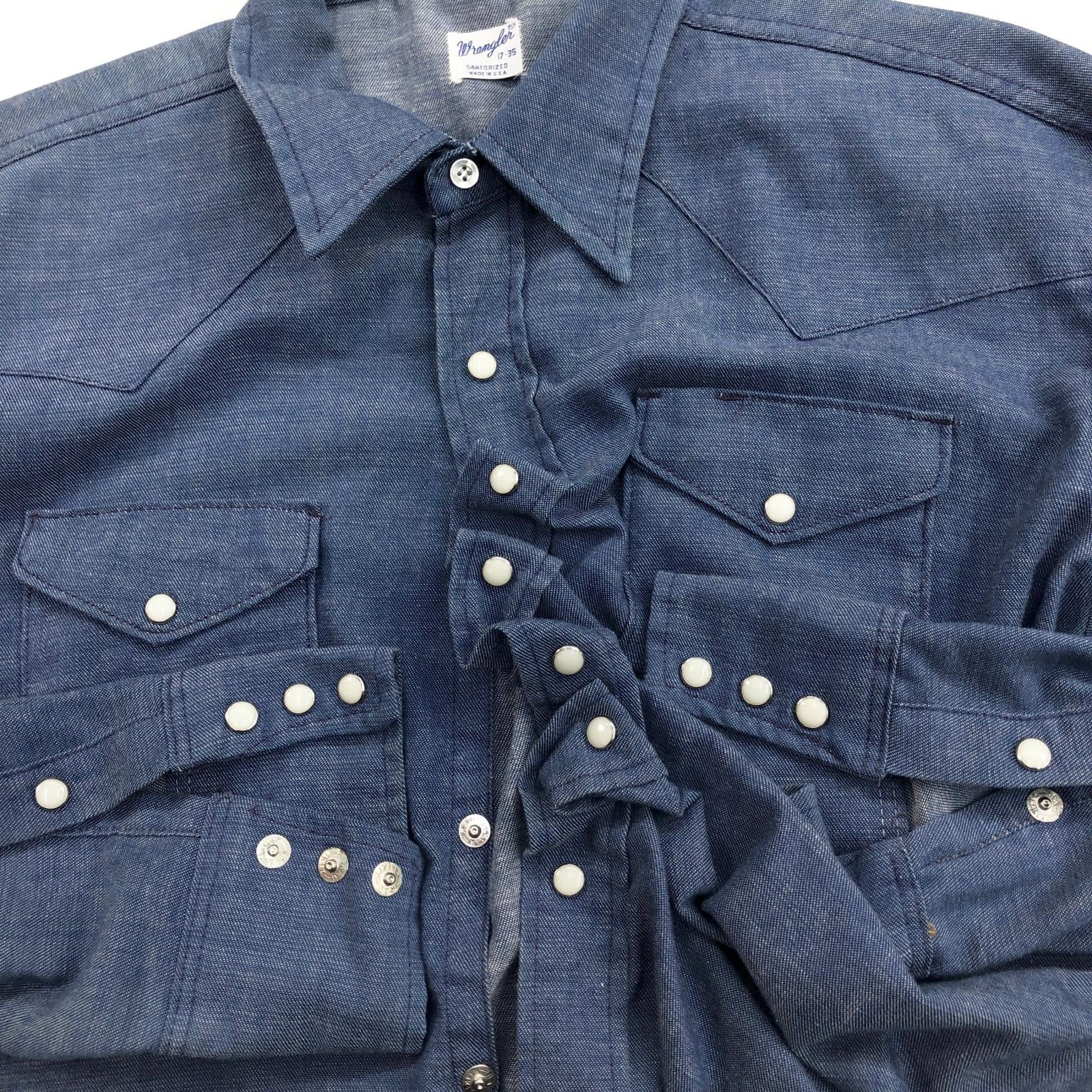 usa製70swrangler27MWHARLEYデニムシャツブルー青XL白タグ usa製