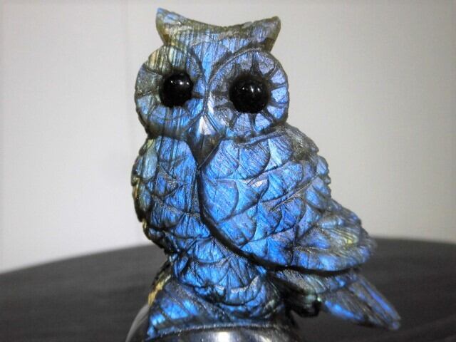 福を呼ぶ【送料無料】【高品質】ラブラドライトふくろう　no.2