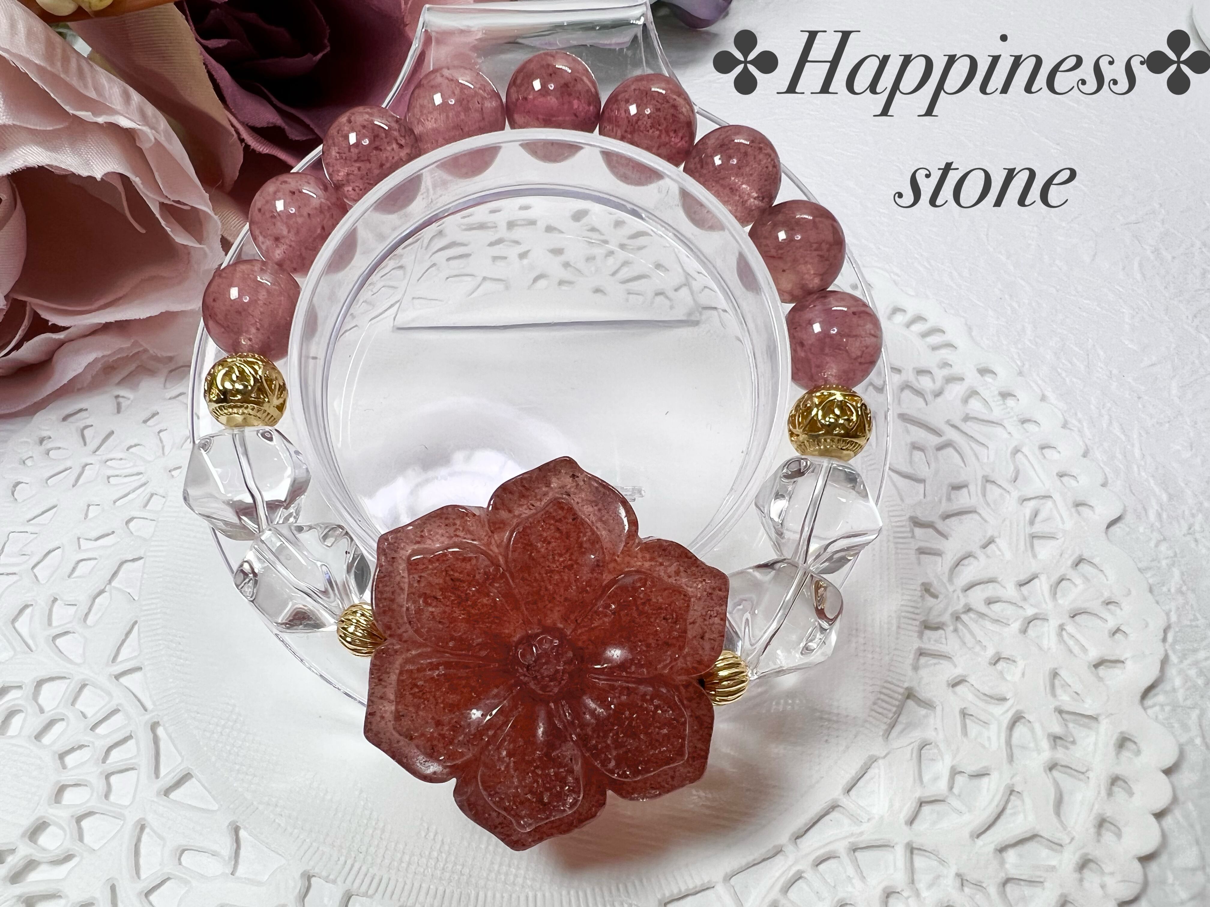 【ストロベリークォーツお花ブレスレット✿*:】天然石 パワーストーン
