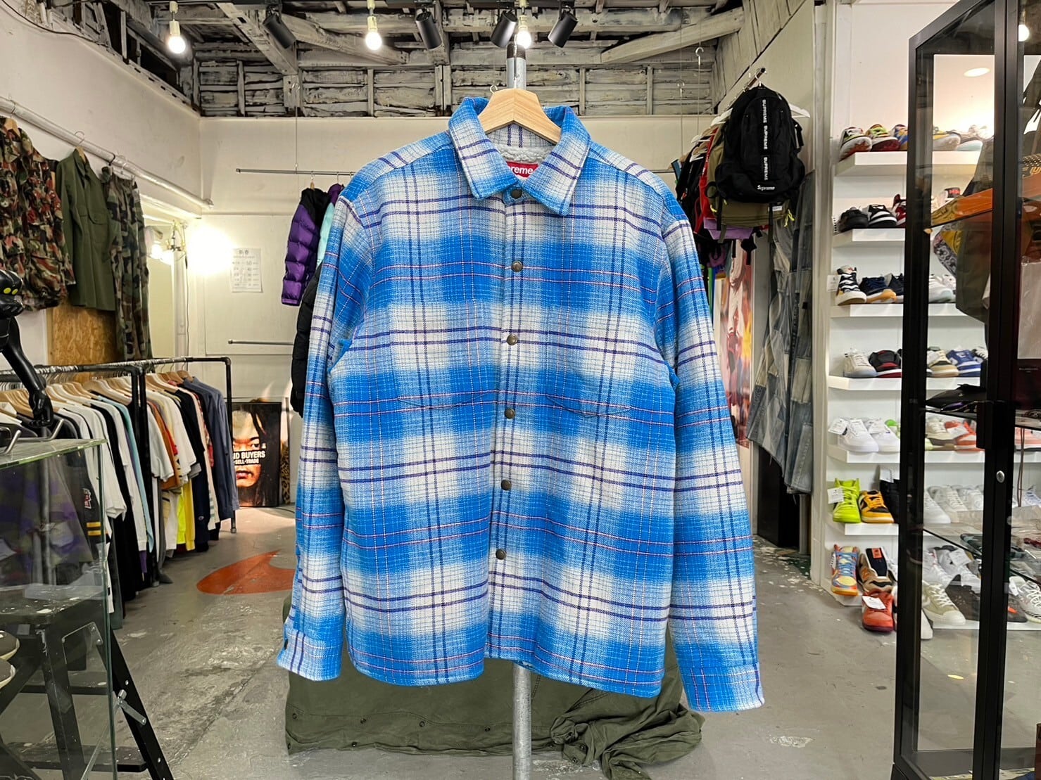 Supreme LINED FLANNEL SNAP SHIRT BLUE MEDIUM 85758 | BRAND BUYERS 
