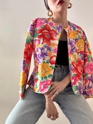 80-90s Vintage "NIPON BOUTIQUE" Floral Silk Jacket