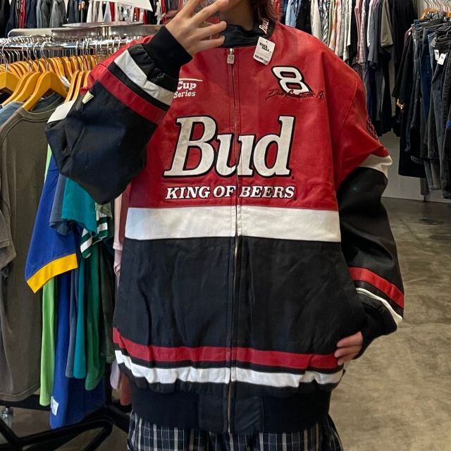 90s Goodwrench NASCAR レーシングジャケット レザー 潤す L