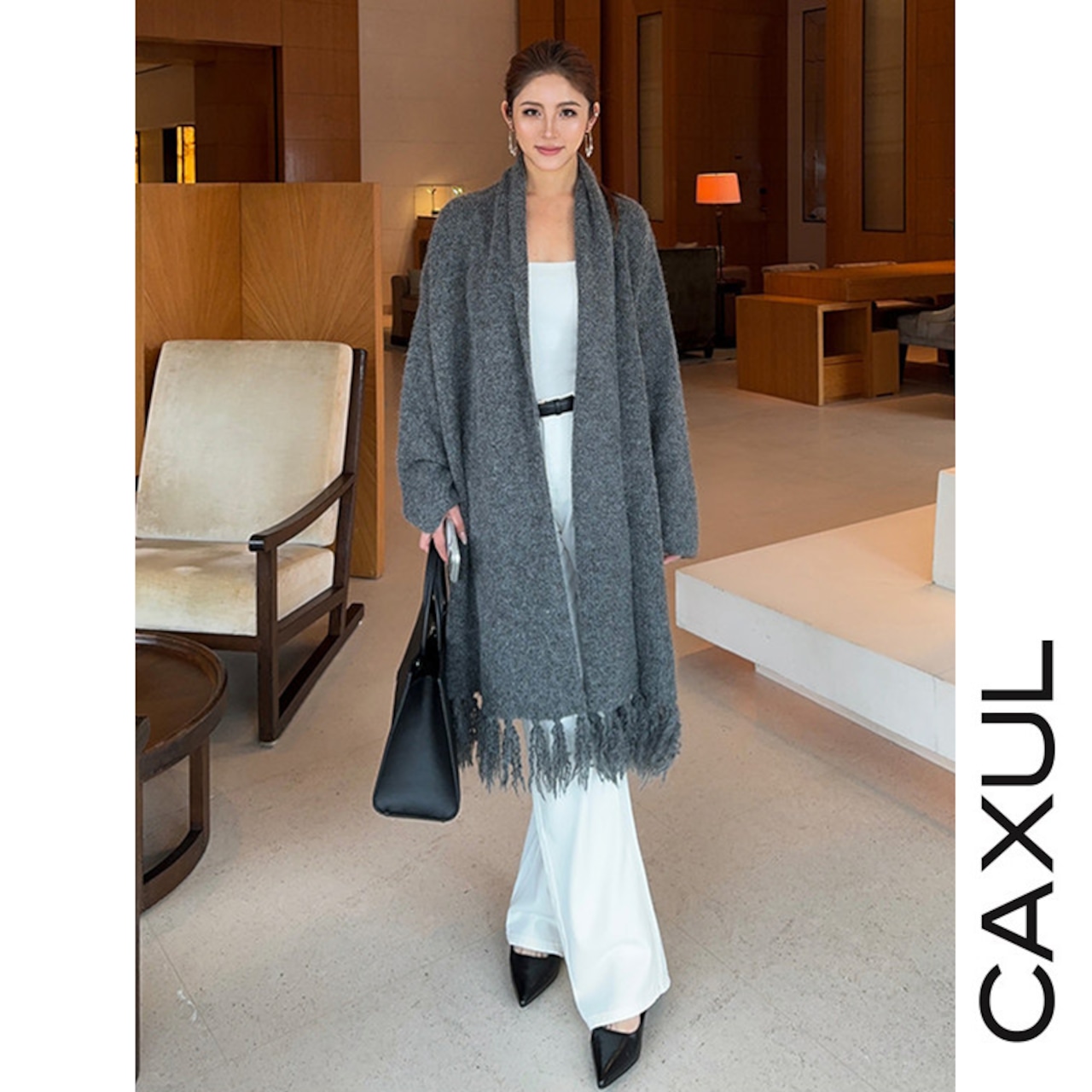 フリンジヘム ロングローブカーディガン/2color