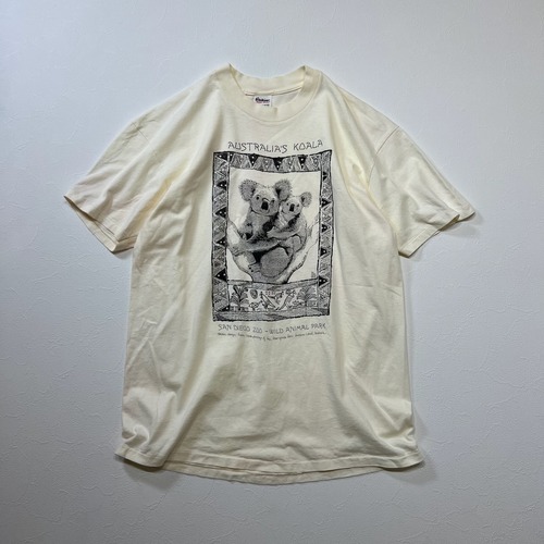 80s~90s USA　コアラ　アート　アニマル　Tシャツ　オフホワイト　XL 古着