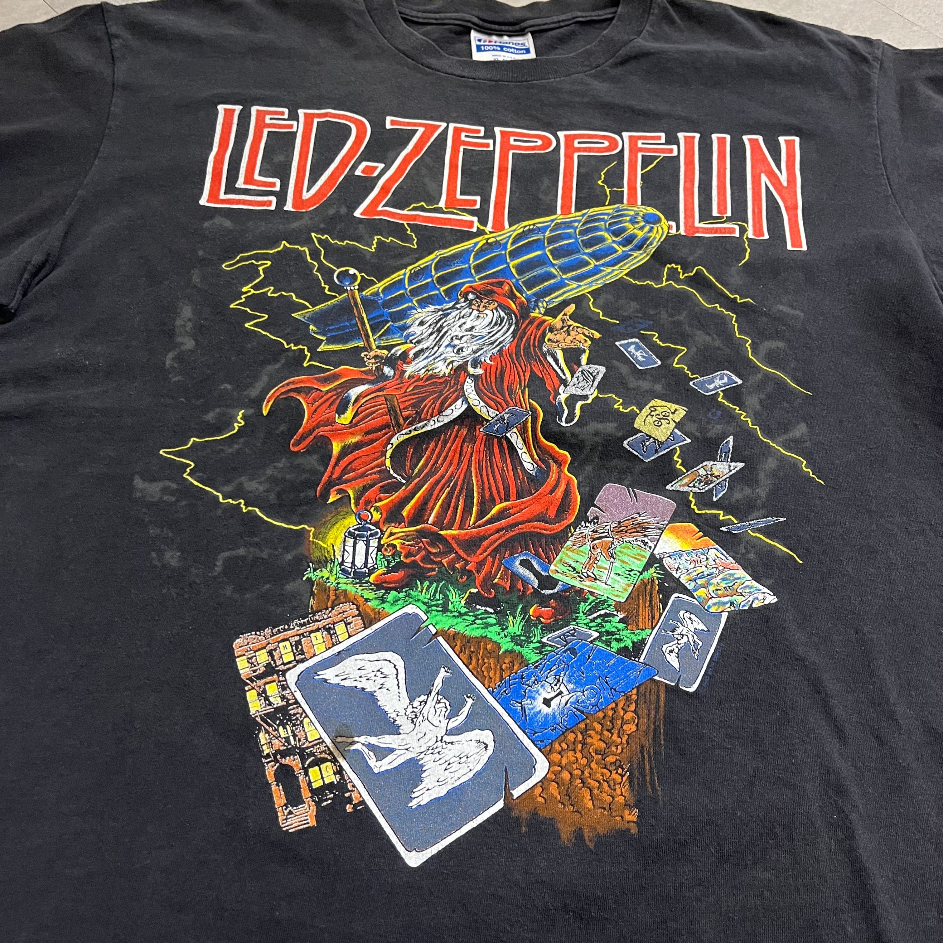 80年代 USA製 size : XL【 LED ZEPPELIN 】レッド ツェッペリン バンドTシャツ バンT 両面プリント 黒 古着 古着屋  高円寺 ビンテージ