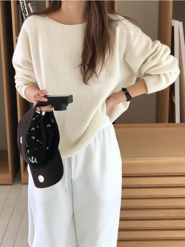 (予約) verveine / Elin cashmere whole garment boatneck knit 4color