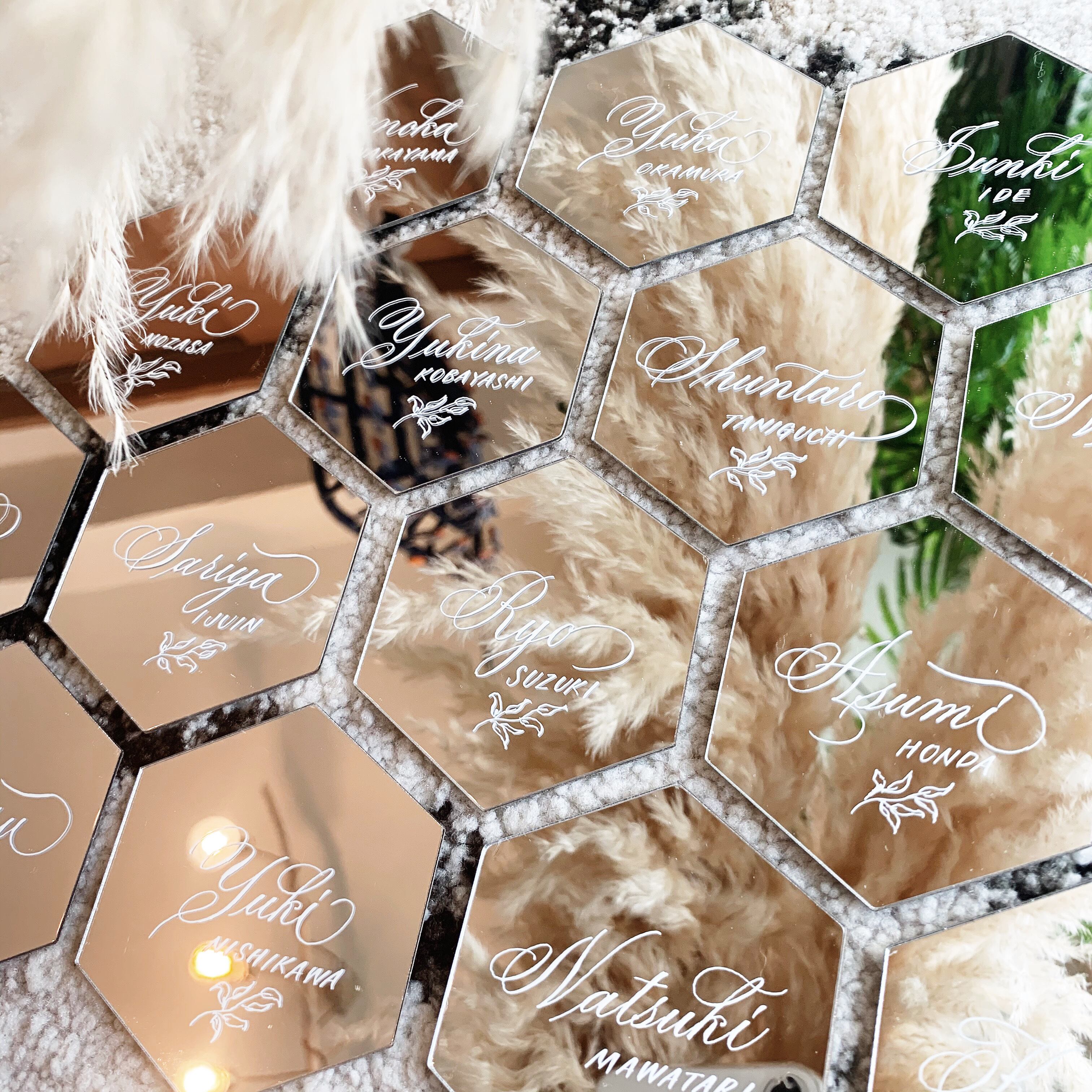 席札】hexagon mirror name card - elegant style - | bellrdesign