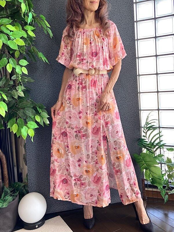 イタリア製マキシワンピース インポート ロングワンピース オフ
