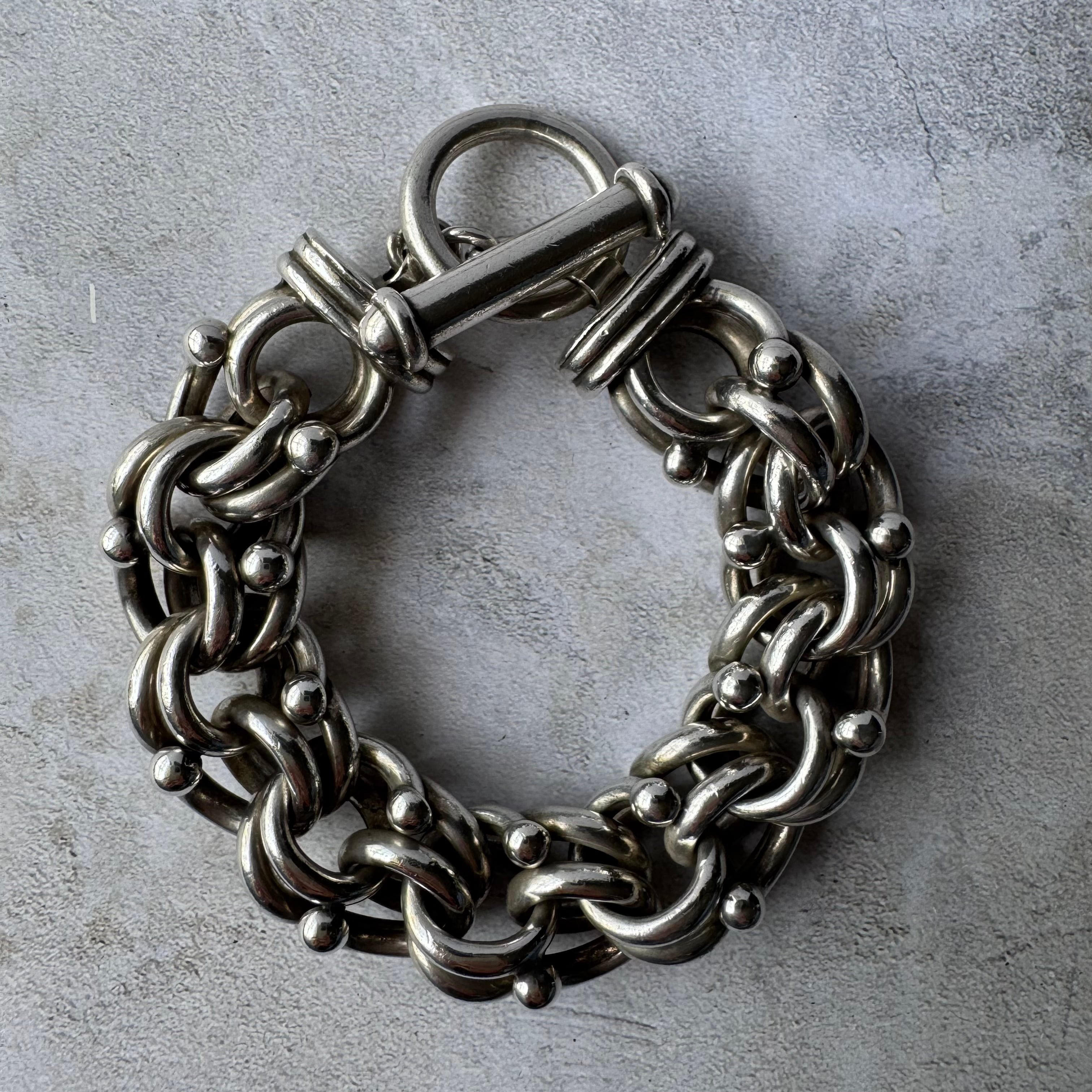 Vintage Heavy Chunky Chain Bracelet Silver950 Made in Mexico