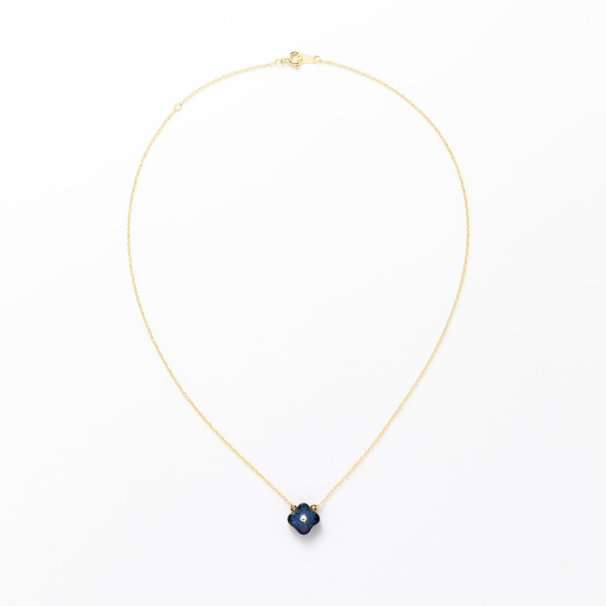 MIKELOオリジナル 陶器「tou」 小花 クリスタル ネックレス｜藍（あい