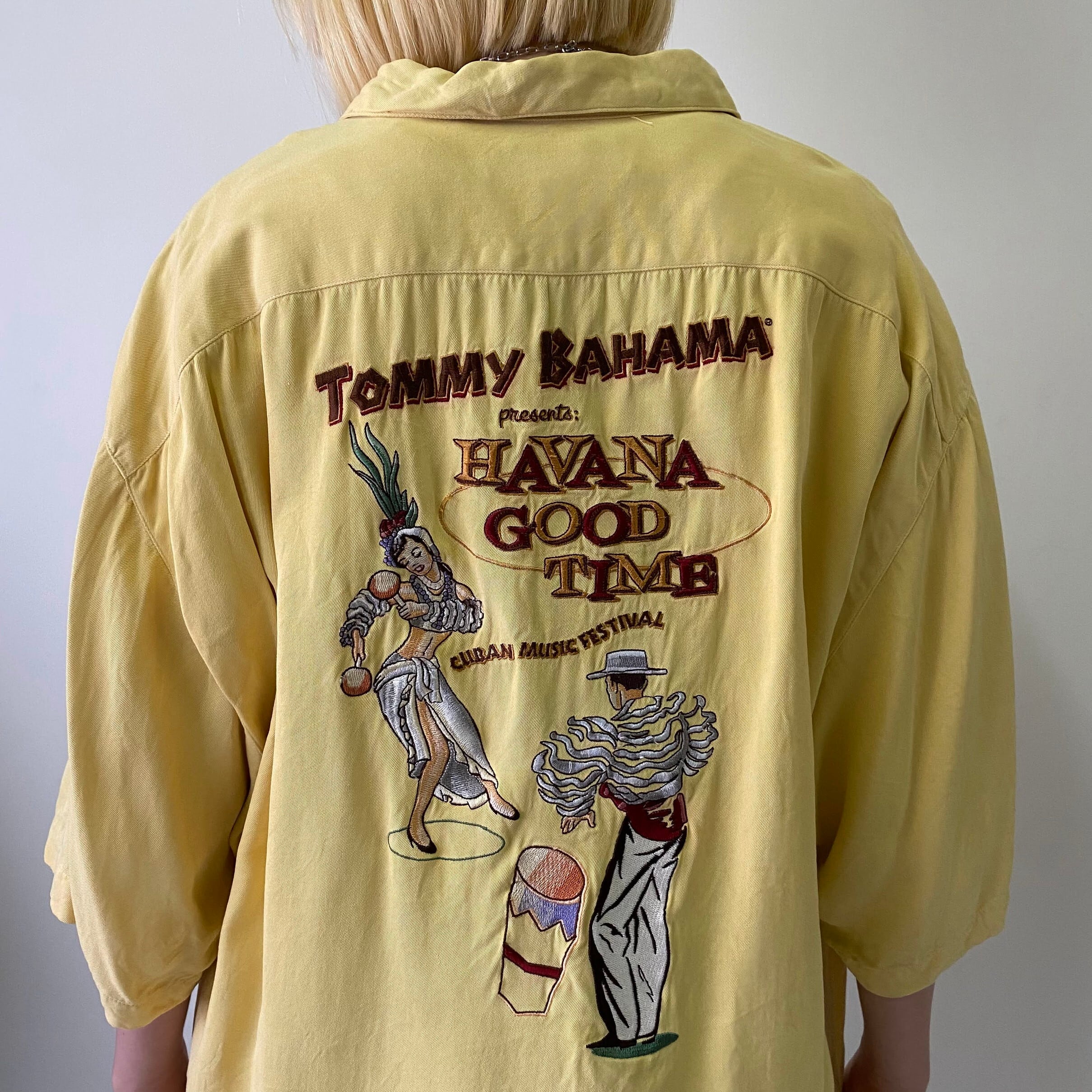 Tommy Bahama トミーバハマ 半袖 シルク バック刺繍 開襟 アロハシャツ 