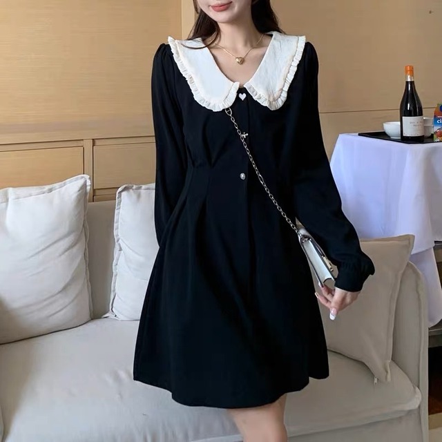 monotone frill collar OP　A0174