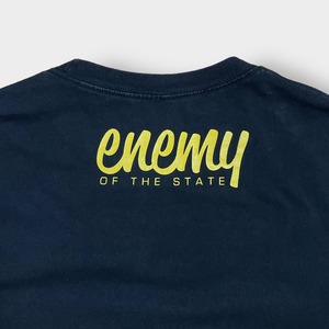 【ENEMY OF THE STATE】USA製 3XL ビッグシルエット ボクシング Tシャツ バックロゴ イラスト マイクタイソン風 黒 半袖 us古着