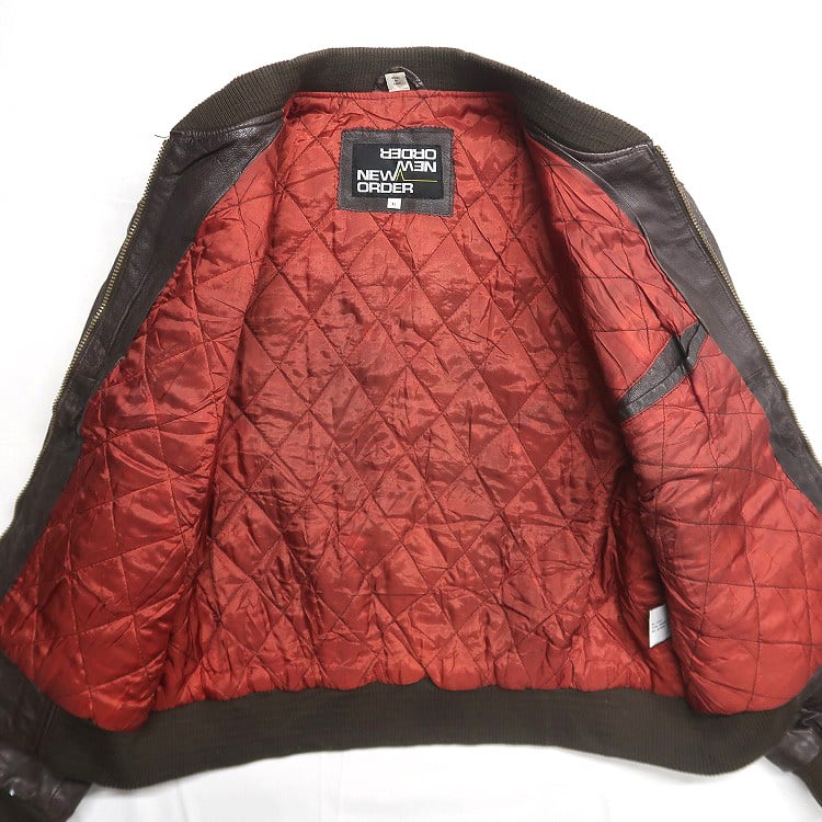 古着 NEW ORDER 本革 レザージャケット ブルゾン ブラウン 表記：XL
