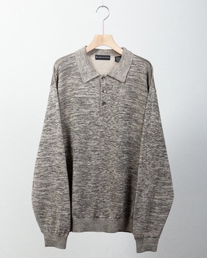 melange rayon × cotton knitted polo sweater