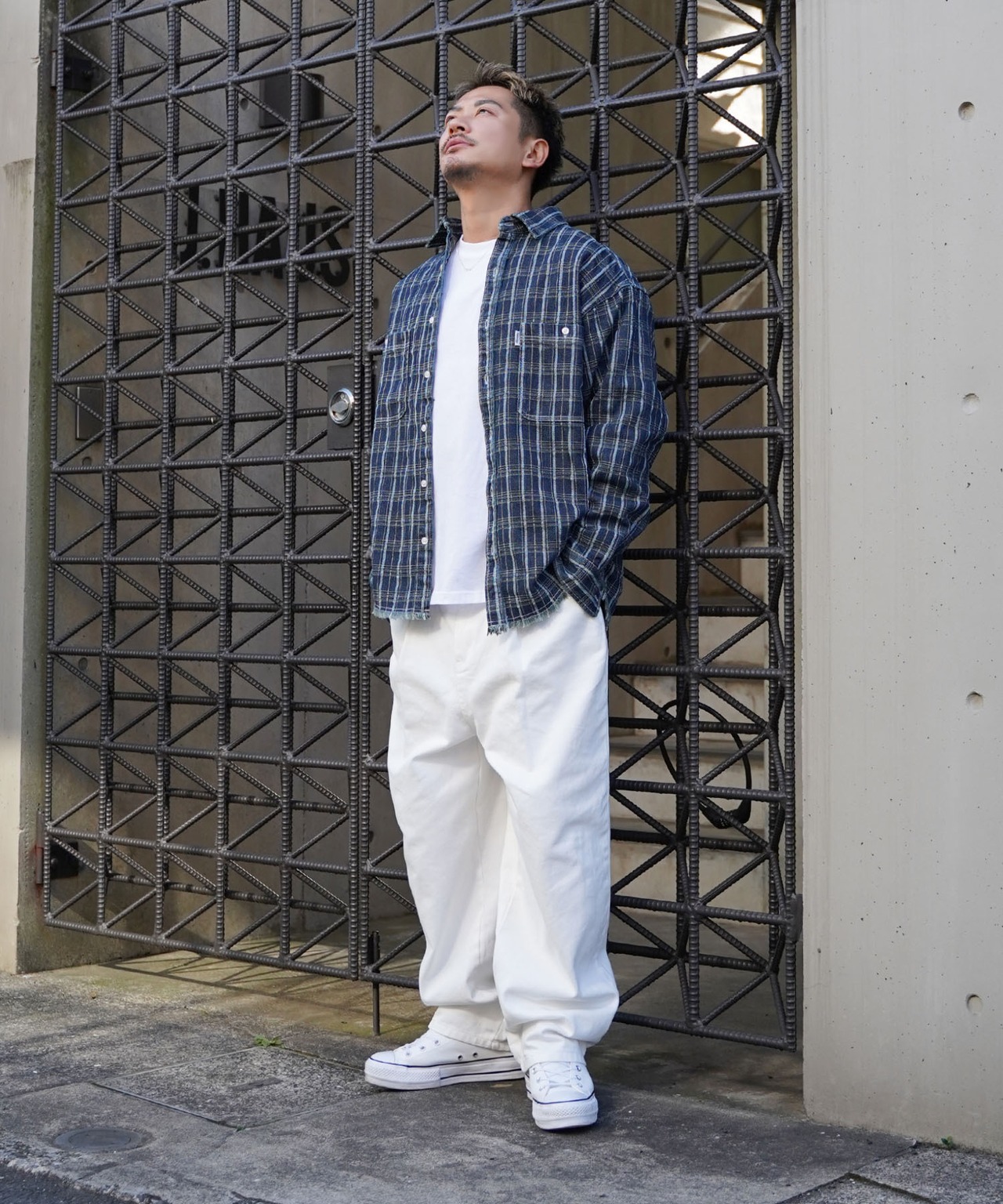 【#Re:room】CHECK STITCH BIG DENIM SHIRTS［RES092］