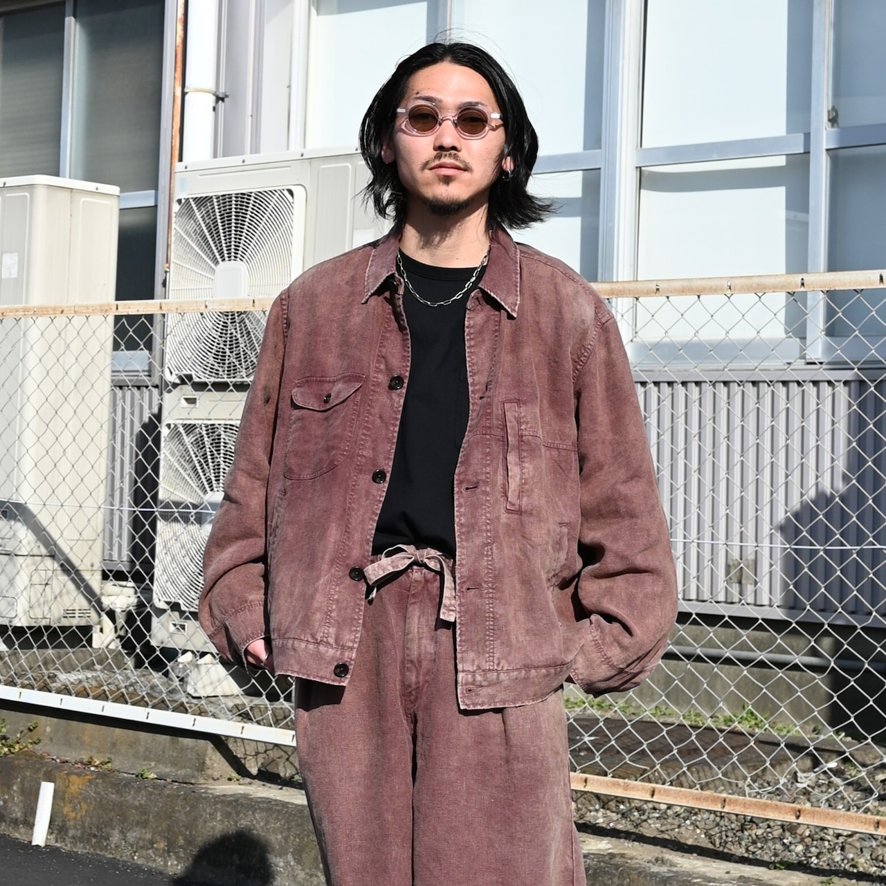 ANACHRONORM / FADED SULFUR DYED LINEN UTILITY JACKET