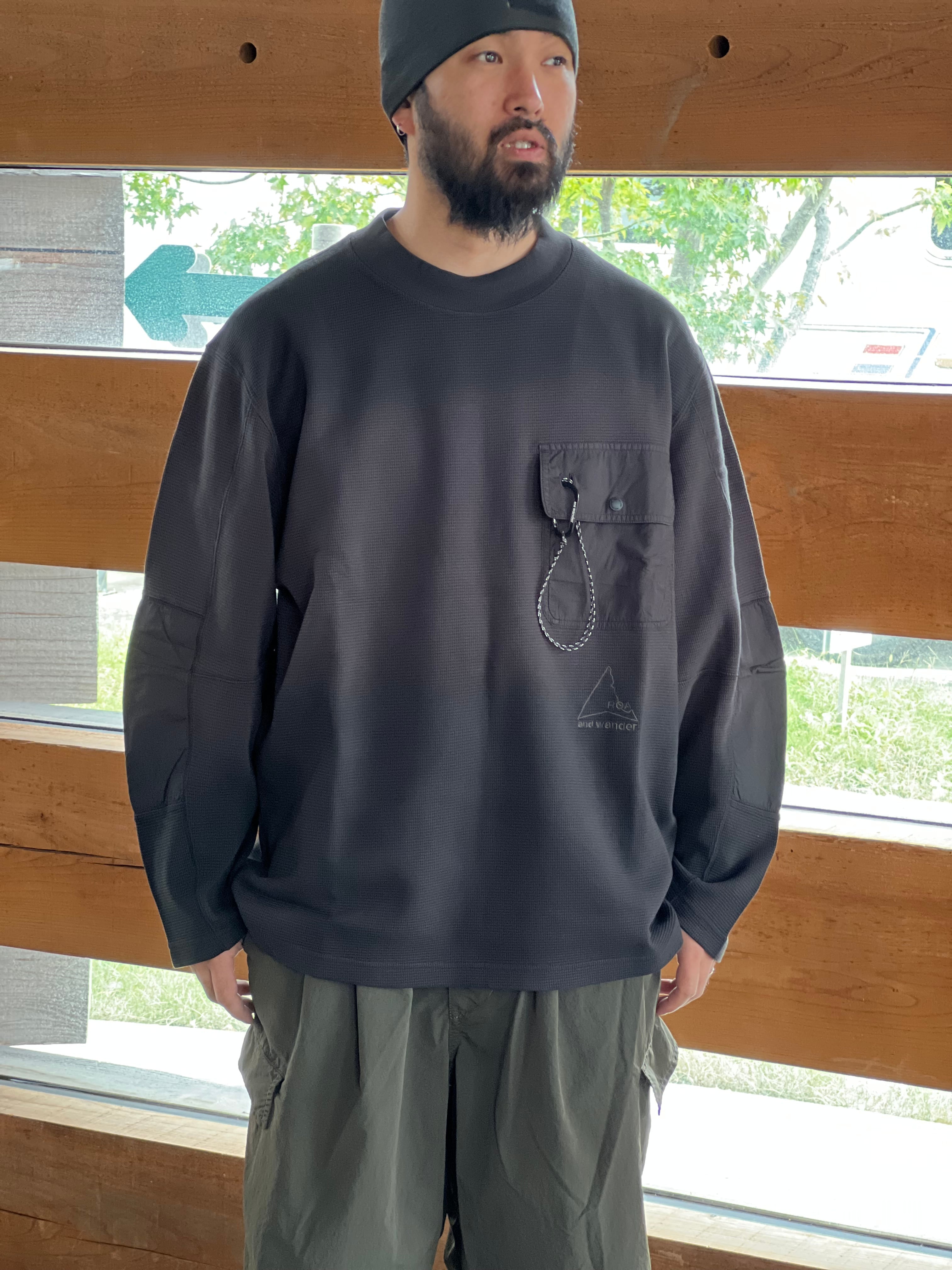 andwander×ROAgarment dye waffle pocket T ROA×and wander 【garment dye waffle pocket tee】 | LARGE LAB TOWN