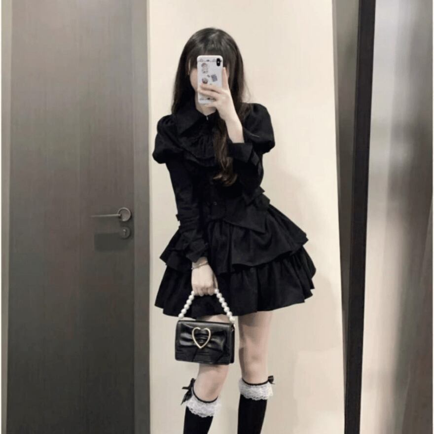 セットアップ ブラウス スカート ガーリー 甘め 原宿スタイル 大人