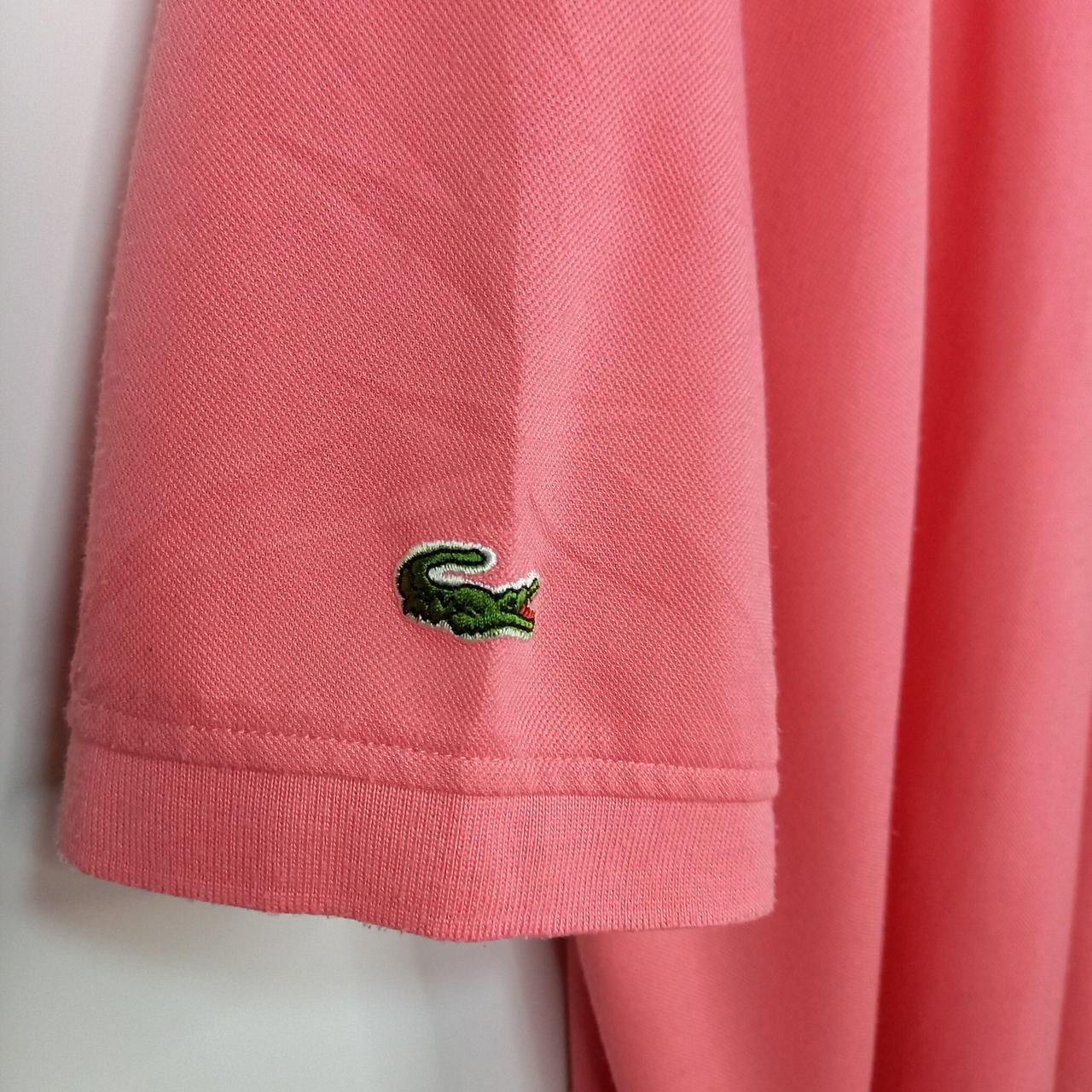 フレンチ　ラコステ　ポロシャツ　半袖　L1212　刺繍ロゴ　シェル　ピンク　XL