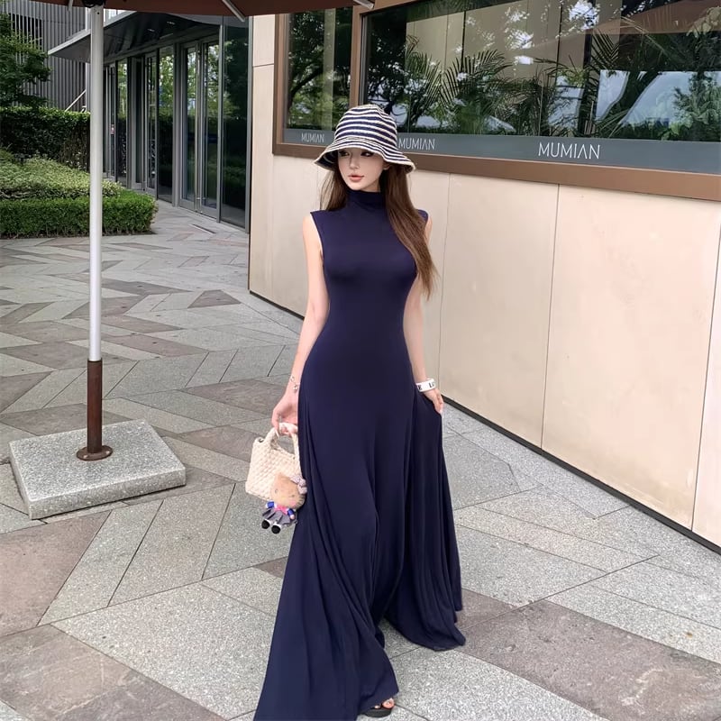 【dress】ノースリーブロングワンピース Q8262