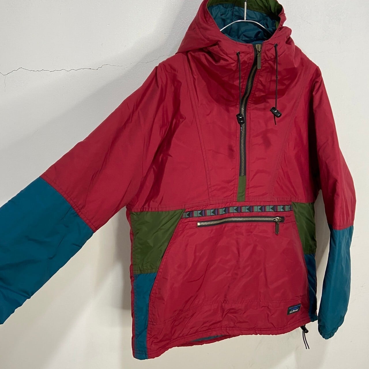 80s USA製 L.L.Bean アノラックパーカー チロリアンテープ 赤 S | 古着