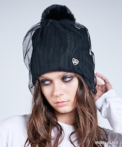 チュールポンポンビーニー (BLACK) CQ-47504