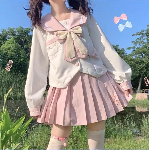 甘ロリ♡全2カラー　選べる袖丈♪天使と悪魔のセーラー服セット　seifuku7★