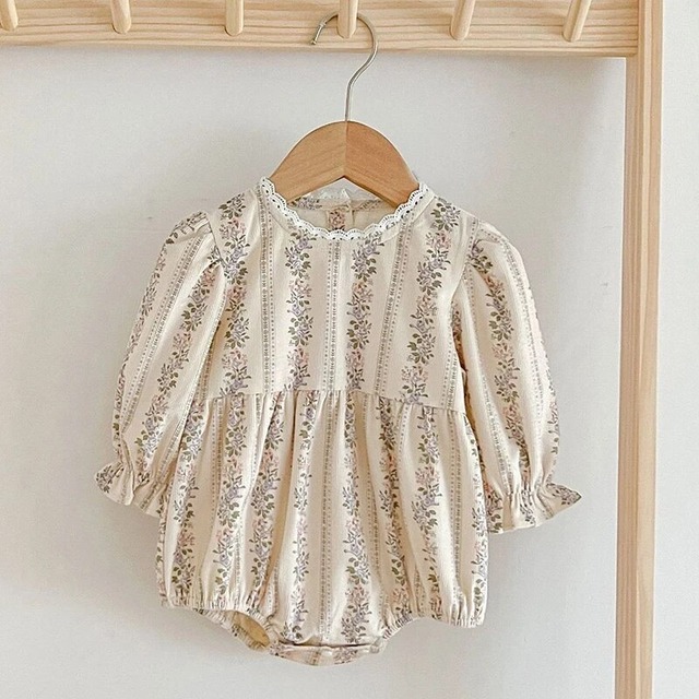 【取寄】strip line flower rompers