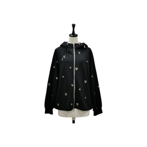 Bloom flower embroidery zip hoodie