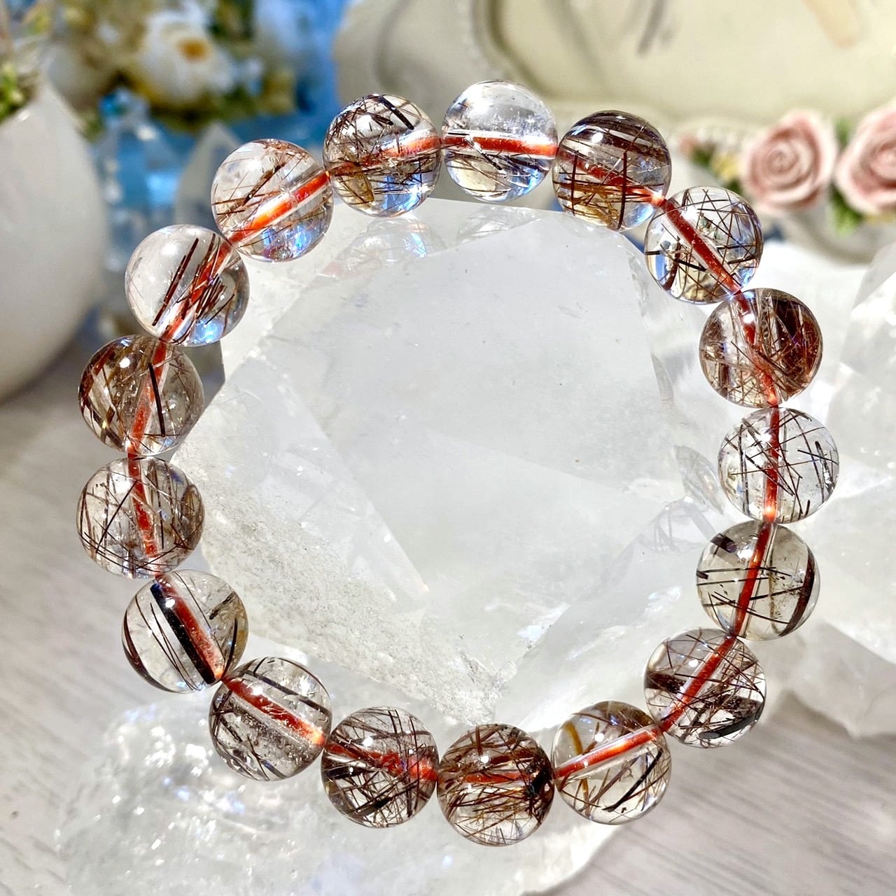 ☆特選一連☆魔除けの石【赤天眼石♢レッドアイアゲート14mmラウンド連