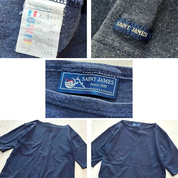 1点物◇フランス製セントジェームス紺無地Tシャツ古着XXSメンズ