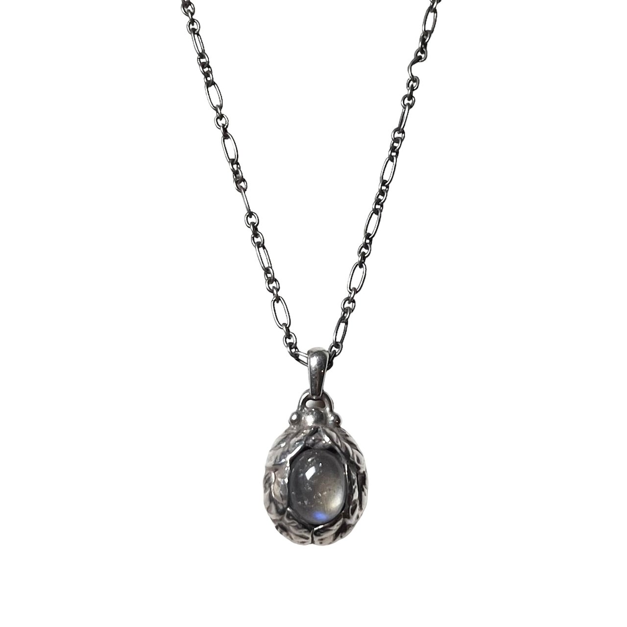 1997's GEORG JENSEN silver year pendant necklace set with labradorite