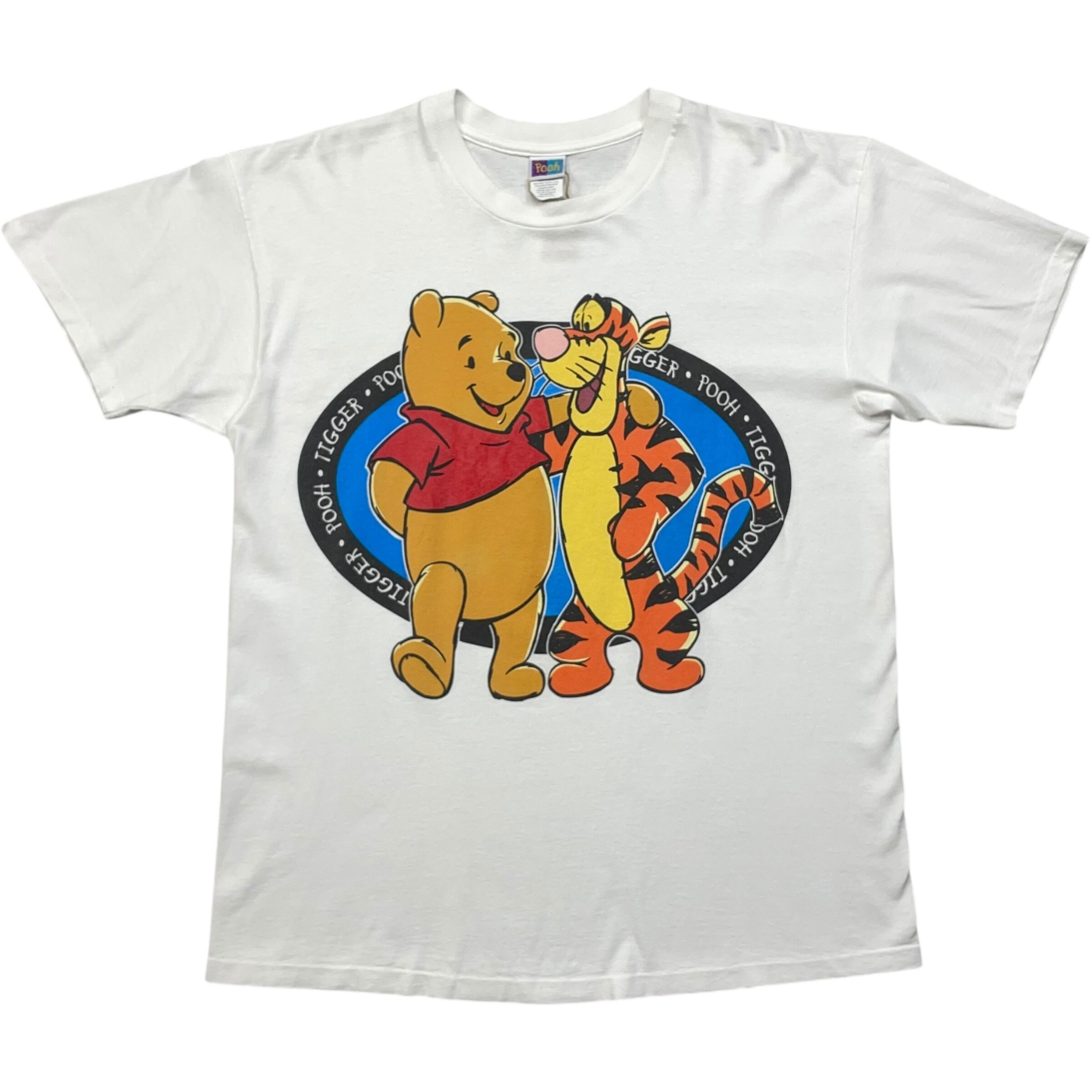 《L》 プーさん Tシャツ プリント Disney ディズニー シングルステッチ ホワイト USA製 90年代 vintage no.7388