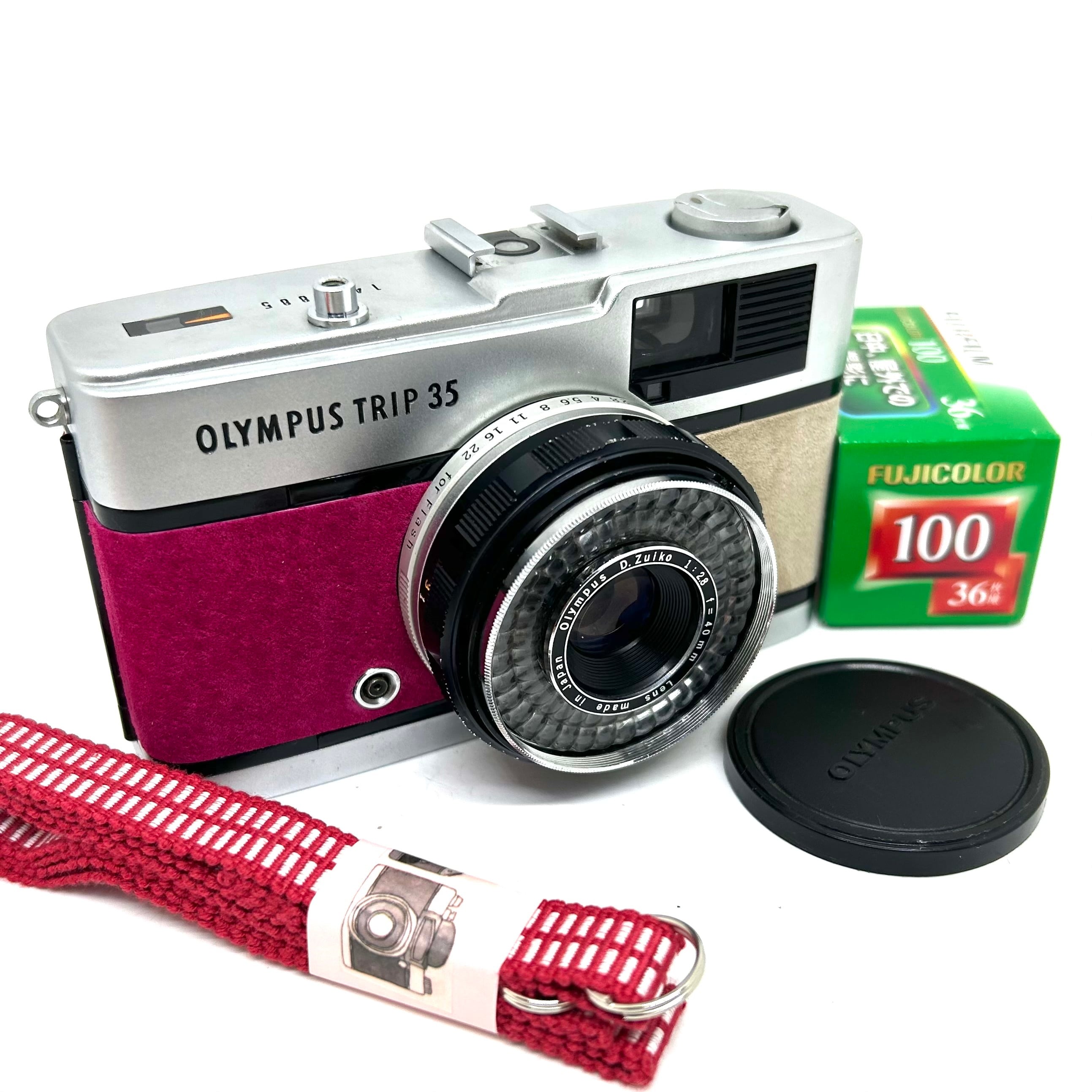 25-041 リメイクカメラ OLYMPUS TRIP35（ワインレッド・ベージュ
