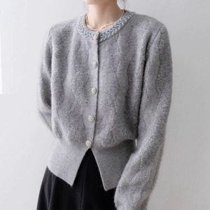 ビジュー ラウンドネック ニット カーディガン 10430