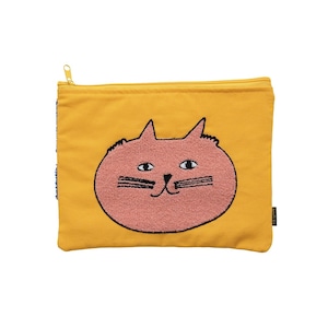 Olya Fluffy Flat Pouch Cat 28cm×21cm オリヤ ポーチ 猫 ネコ