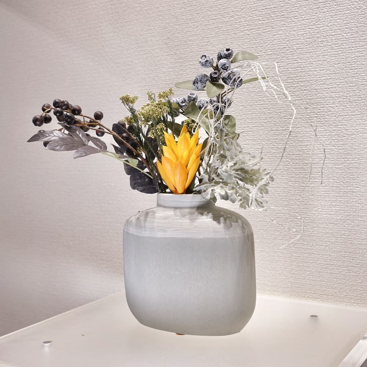 フラワーベース/造花付き/ユニーク/花瓶/オブジェ/モダン 【新品