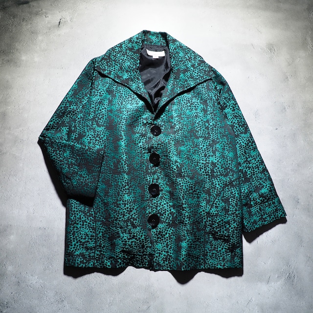 ” Caroline Rose ” Dark green poisonous spot pattern Embossed loose jacket (made in Usa)