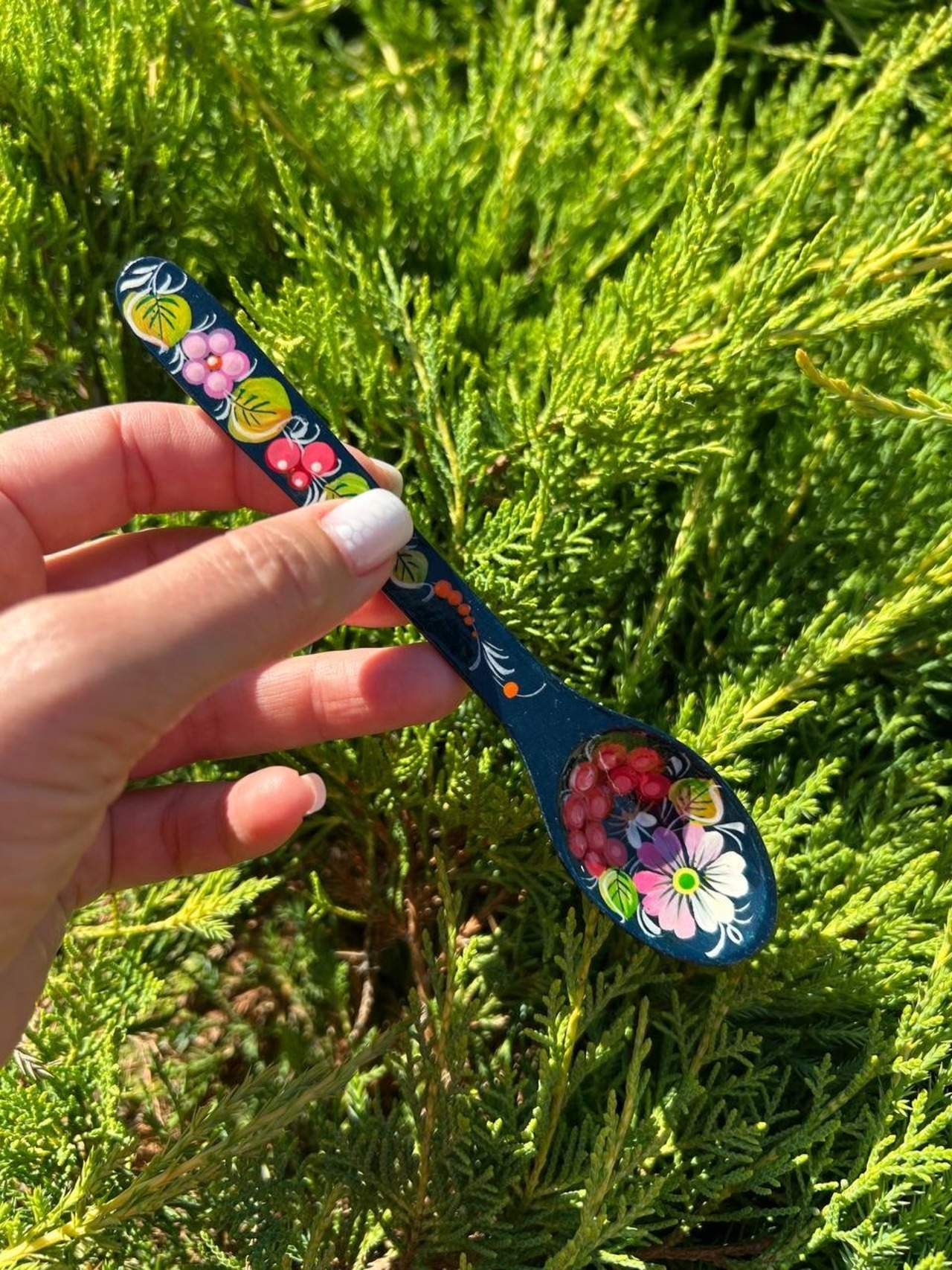ペトリキフカ塗り　木製スプーン（ホメンコ作) 16cm - 1