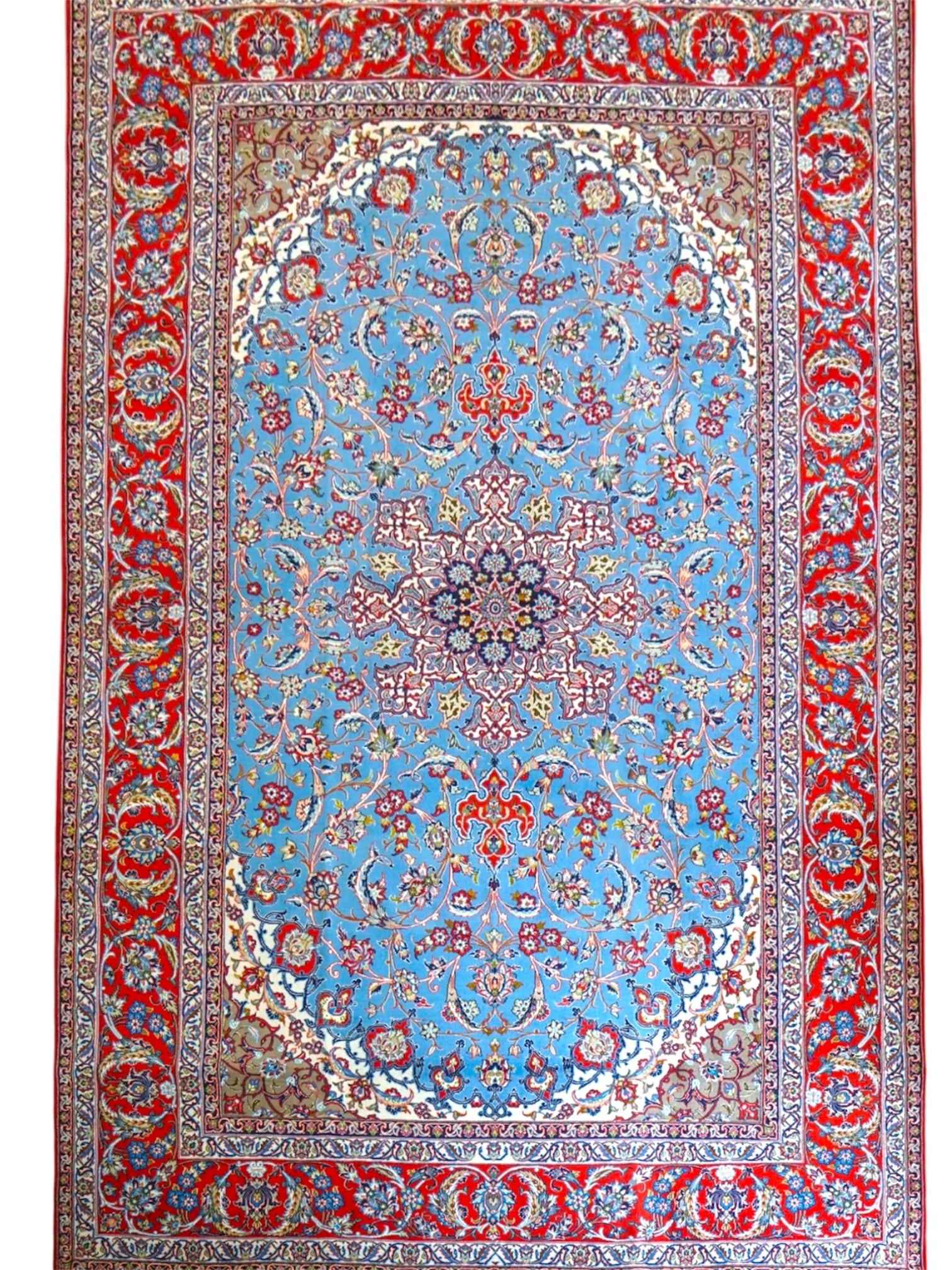 ペルシャ手織り絨毯 タブリーズ産 50RAJ 96×62cm 「マヒ文様」｜ウール