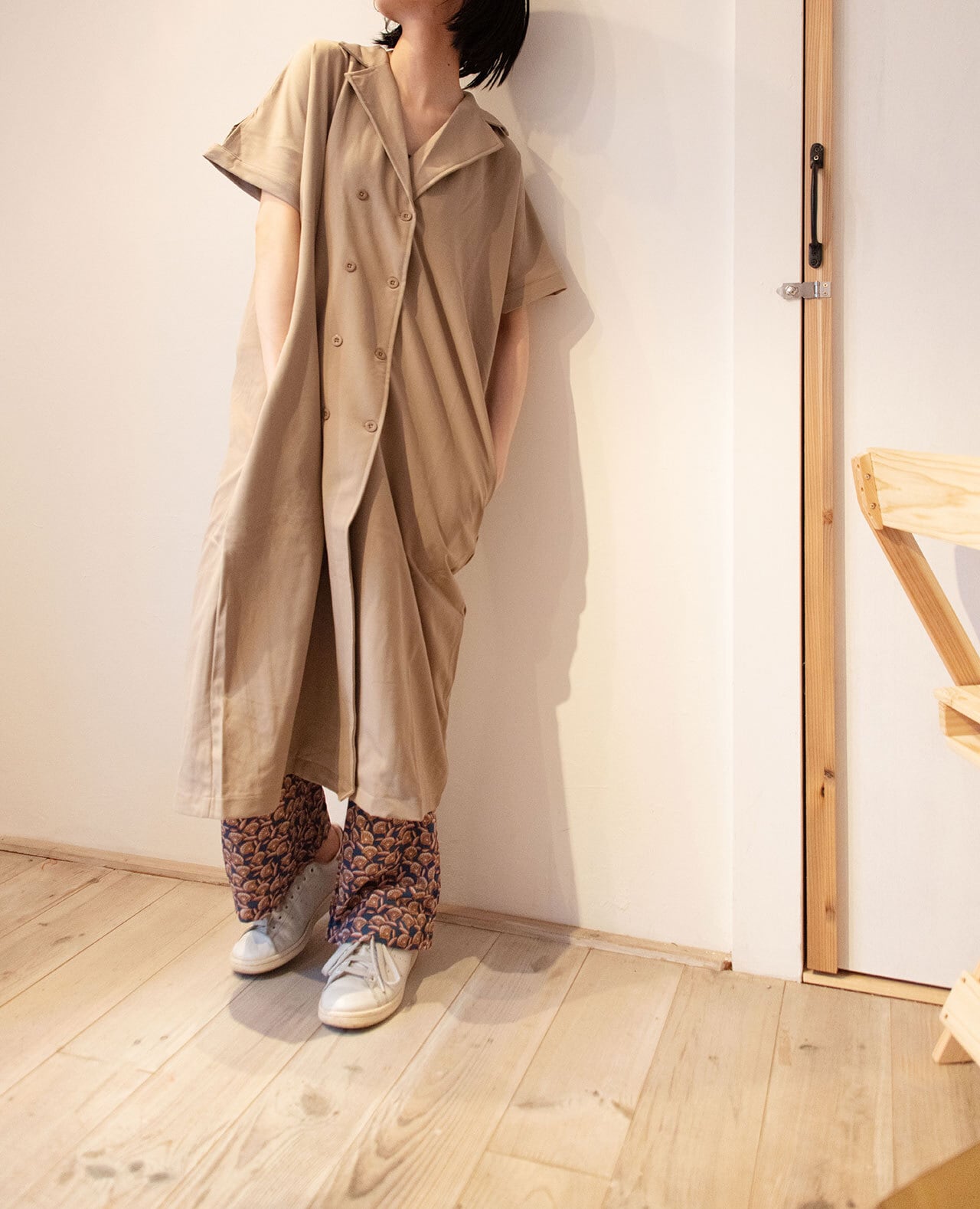 オープンカラーダブルシャツワンピース